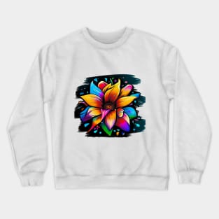 Bright Vibrant graffiti style Flower Crewneck Sweatshirt